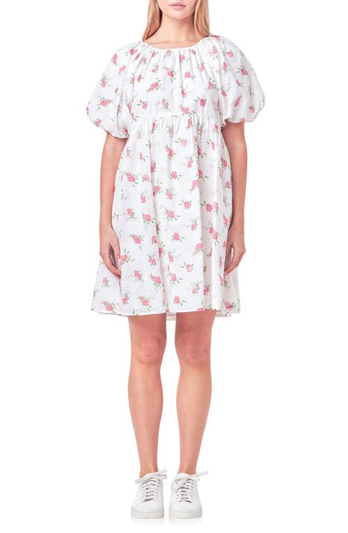 English Factory Floral Cotton Eyelet Babydoll Dress White Multi at Nordstrom,