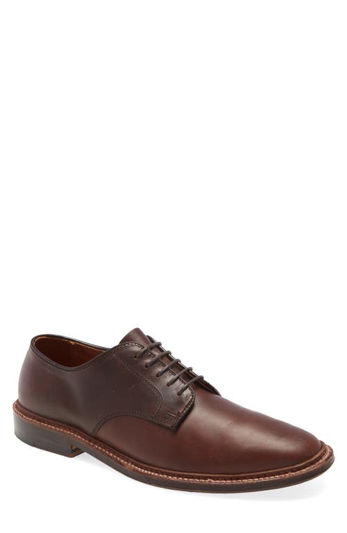 Alden Shoe Company Alden Blucher Plain Toe Derby In Brown Aniline