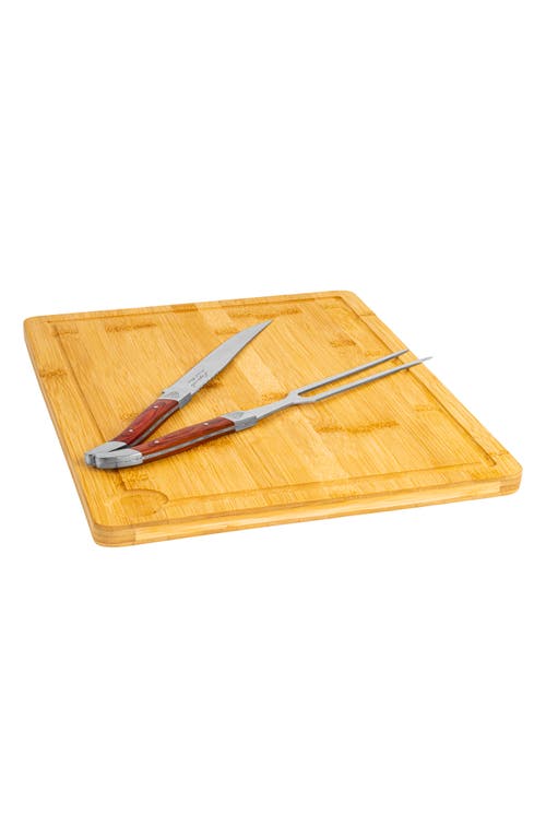 French Home Laguiole Carving Board & Tools Set In Pakkawood/brown