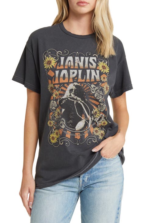 Janis Joplin Cotton Graphic T-Shirt