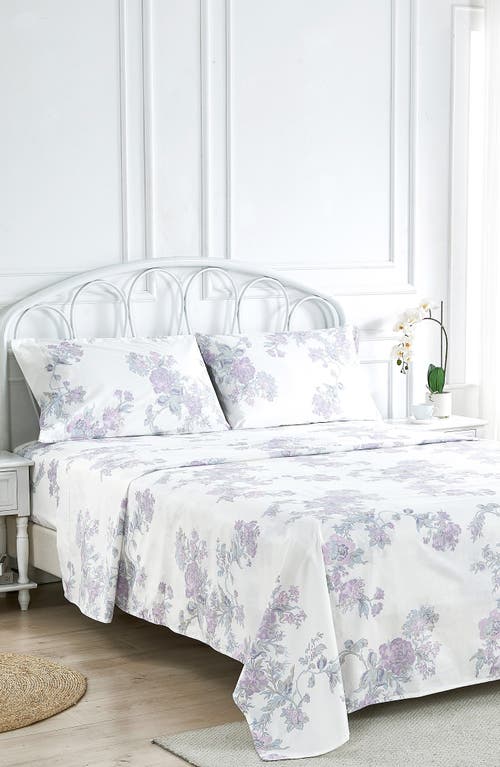 Melange Home Rose 200 Thread Count Percale Cotton Sheet Set In Violet
