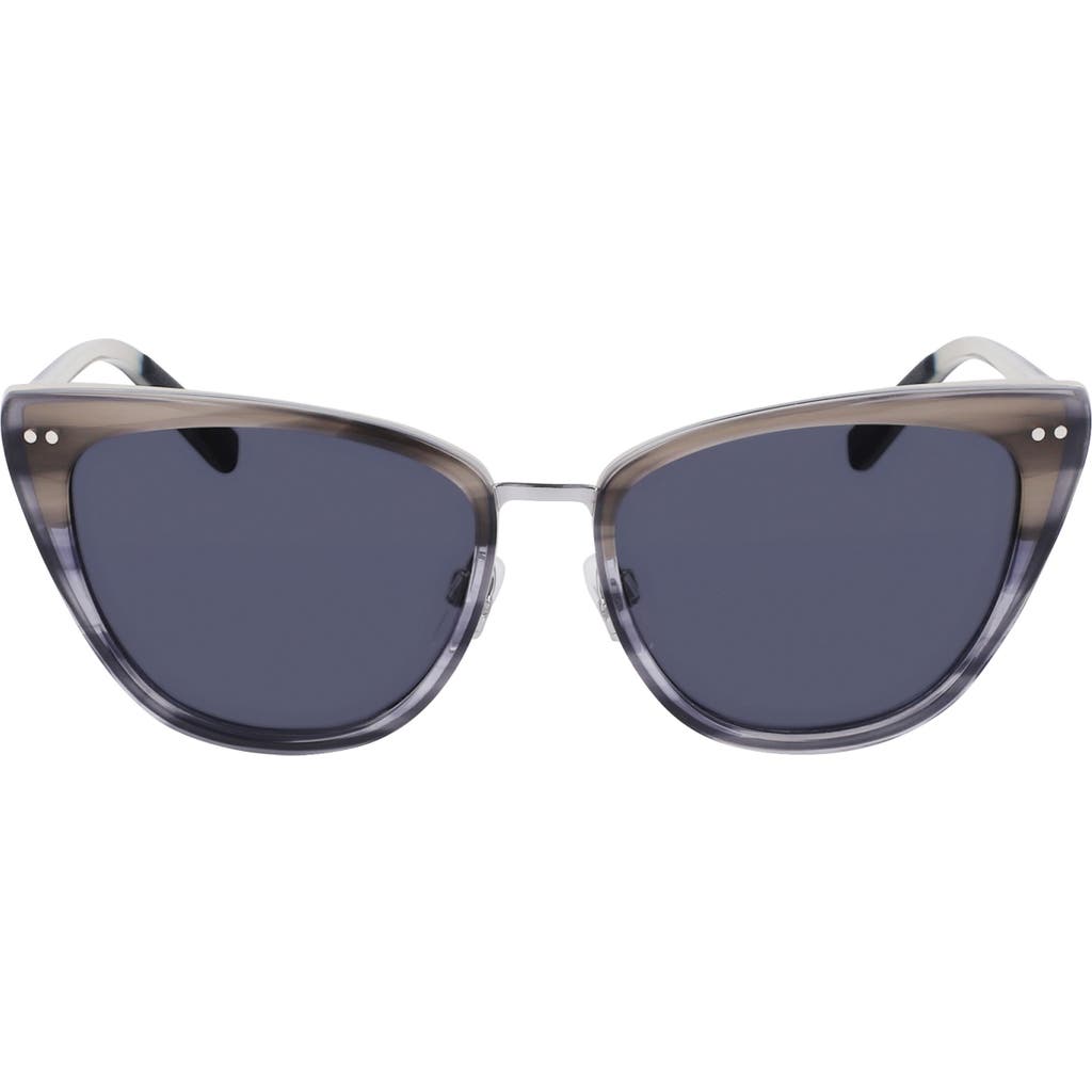Shinola Runwell 55mm Cat Eye Sunglasses In Taupe/blue Horn Gradient