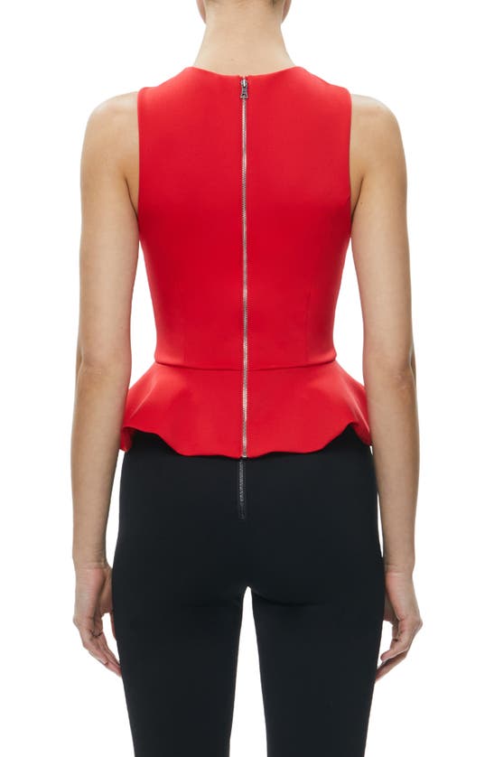Shop Alice And Olivia Poppy Peplum Top In Bright Ruby