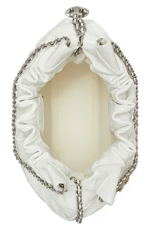 Tory Burch Mini Fleming Soft Distressed Drawstring Bag In Blanc
