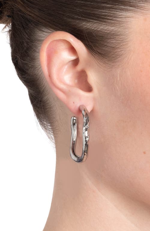 Shop Alexis Bittar Brut Textured Tube Hoop Earrings In Silver