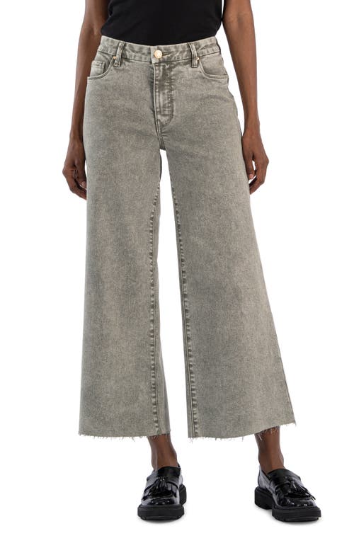 Kut From The Kloth Meg Fab Ab High Waist Raw Hem Ankle Wide Leg Jeans In Sage Green