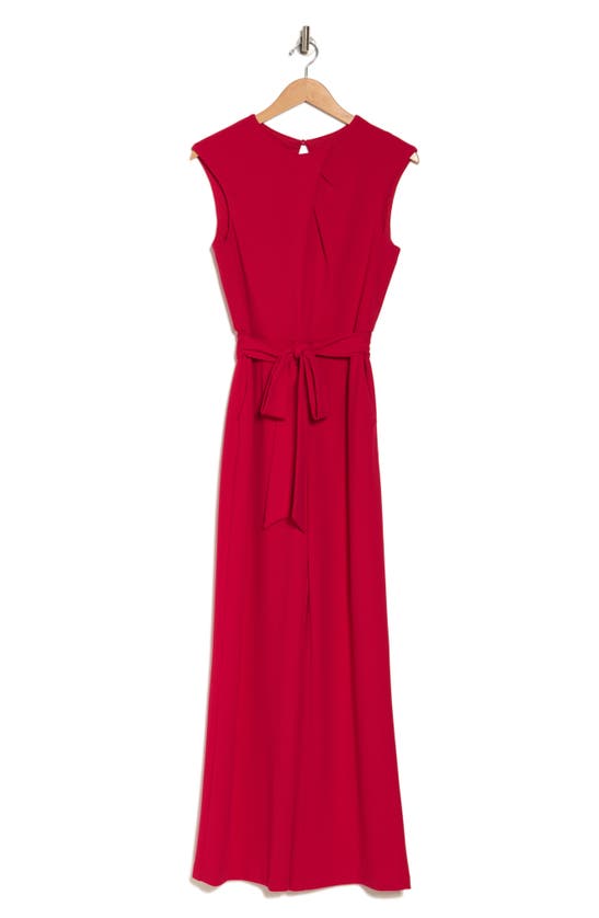 Tahari Asl Wide Leg Jumpsuit In Brick Red