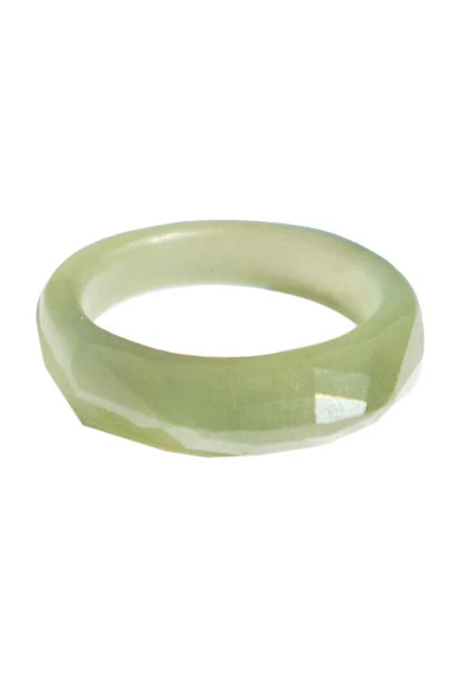 Shop Seree Dia Structured Green Jade Ring In Light Green