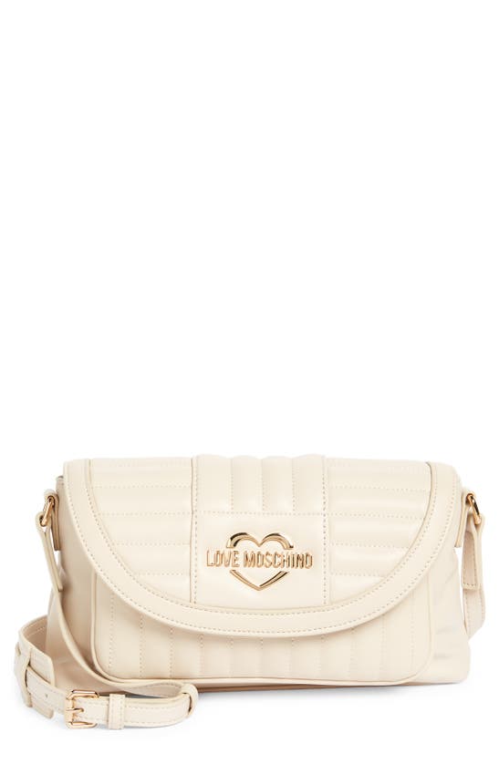 Love Moschino Borsa Quilted Faux Leather Shoulder Bag In White