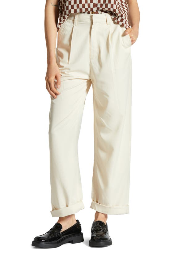 Shop Brixton Victory High Waist Wide Leg Pants In White Smoke