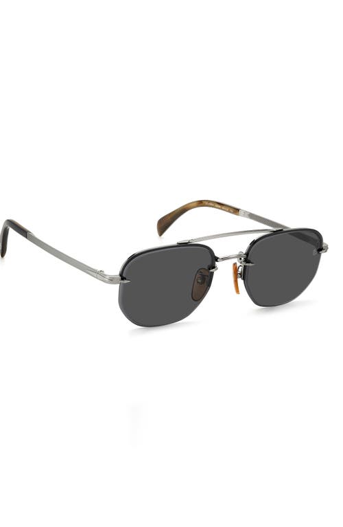 Shop David Beckham Eyewear 53mm Geometric Sunglasses In Ruthenium Black