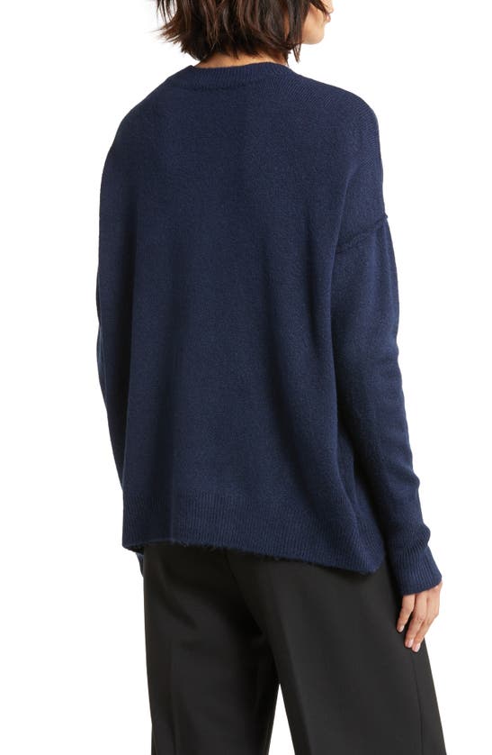 Shop Vince Camuto Exposed Seam Crewneck Sweater In Classic Navy