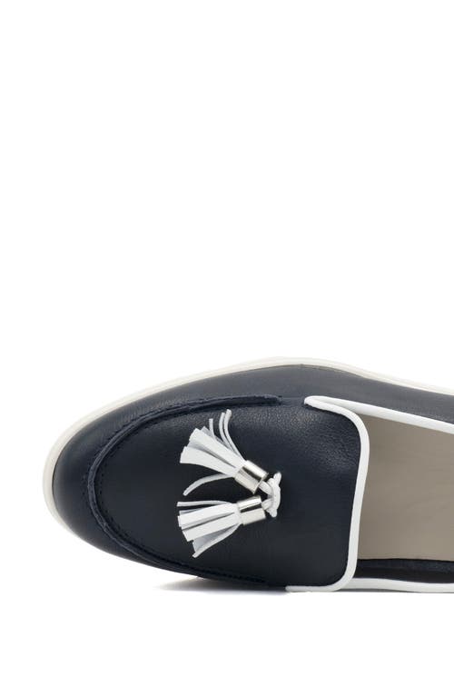 Amalfi By Rangoni Rampichino Tassel Loafer In Navy/white - Silver Acc