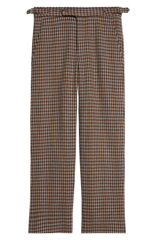 Shop Bode Marston Check Merino Wool Straight Leg Trousers In Brown Multi