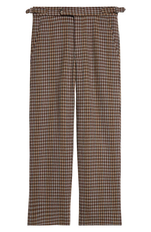 Marston Check Merino Wool Straight Leg Trousers in Brown Multi