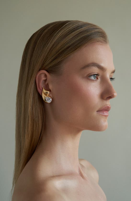 Shop Lili Claspe Sade Cubic Zirconia Stud Earrings In Gold