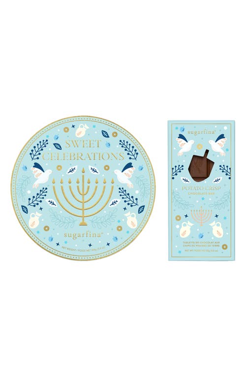 sugarfina Sweet Celebrations 2-Piece Candy Bento Box & Potato Crisp Chocolate Bar Set in Blue 