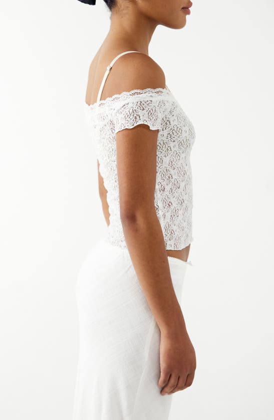 Shop Bdg Urban Outfitters Rhia Lace Cold Shoulder Top In White