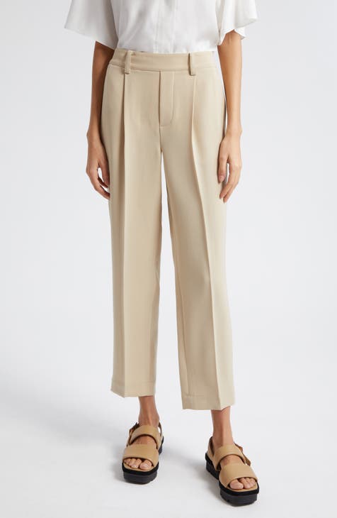 Women's Beige High-Waisted Pants & Leggings