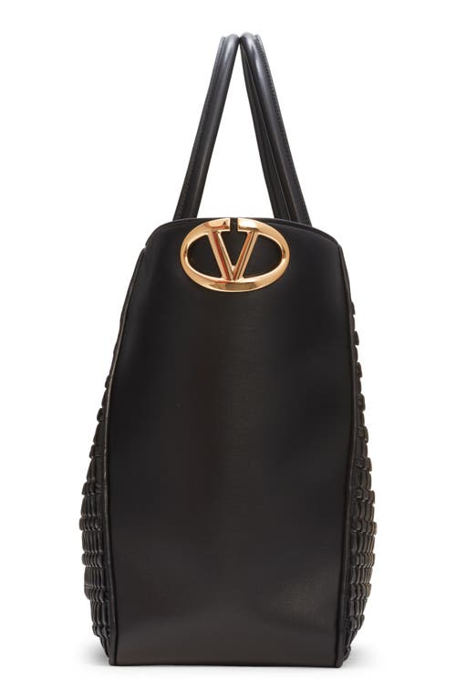 Shop Valentino Garavani Large Vlogo Detail Weave Embossed Leather Tote In Nero