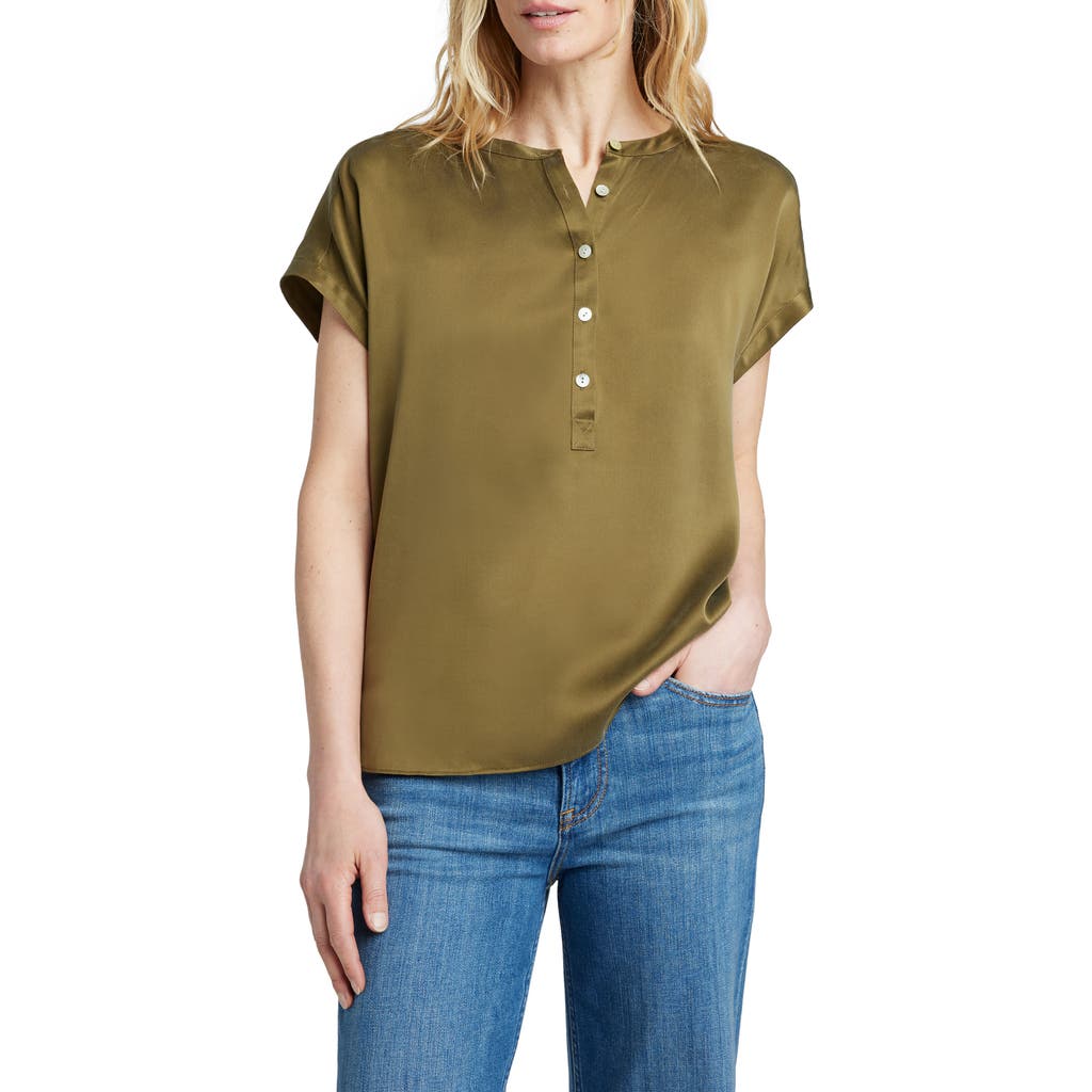 Faherty Desmond Silk Henley In Military Olive