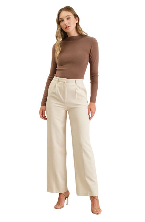 Blu Pepper Mock Neck Rib Sweater In Mocha