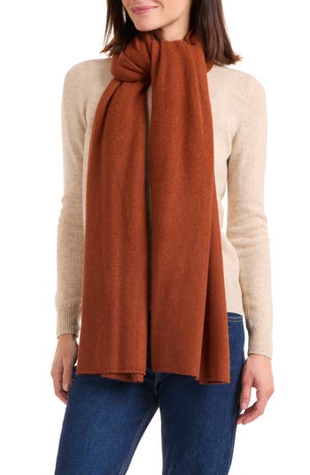 Amicale Cashmere Travel Wrap Scarf In Brown