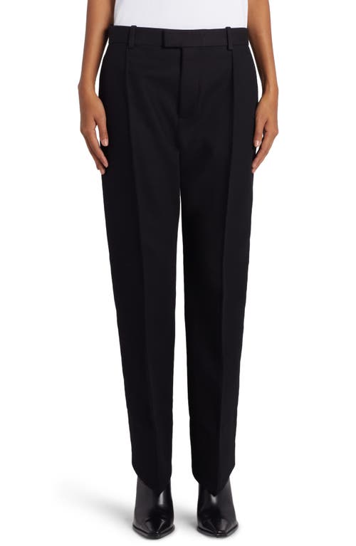 Compact Wool Straight Leg Trousers in Black