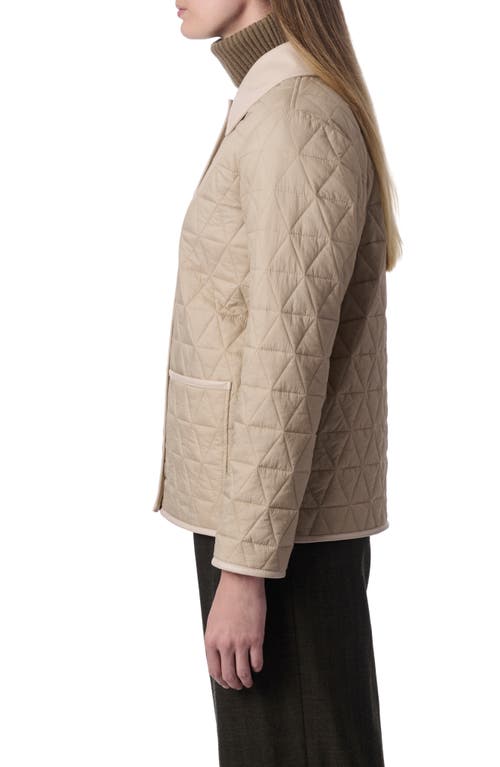 Shop Bernardo Quilted Faux Leather Trim Recycled Nylon Jacket In Taupe