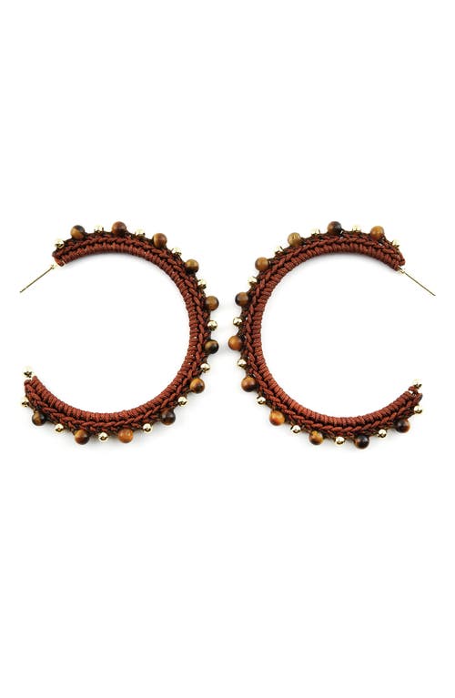 Panacea Rope Stone Hoop Earrings in Brown 