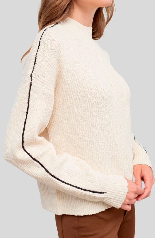 Blu Pepper Stripe Mock Neck Sweater In Oatmeal