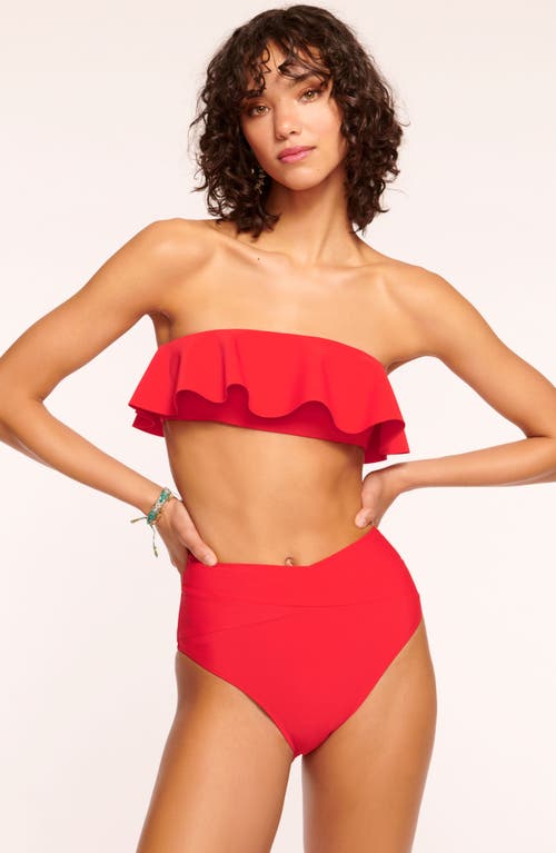 Shop Ramy Brook Cecile Ruffle Strapless Bikini Top In Flame