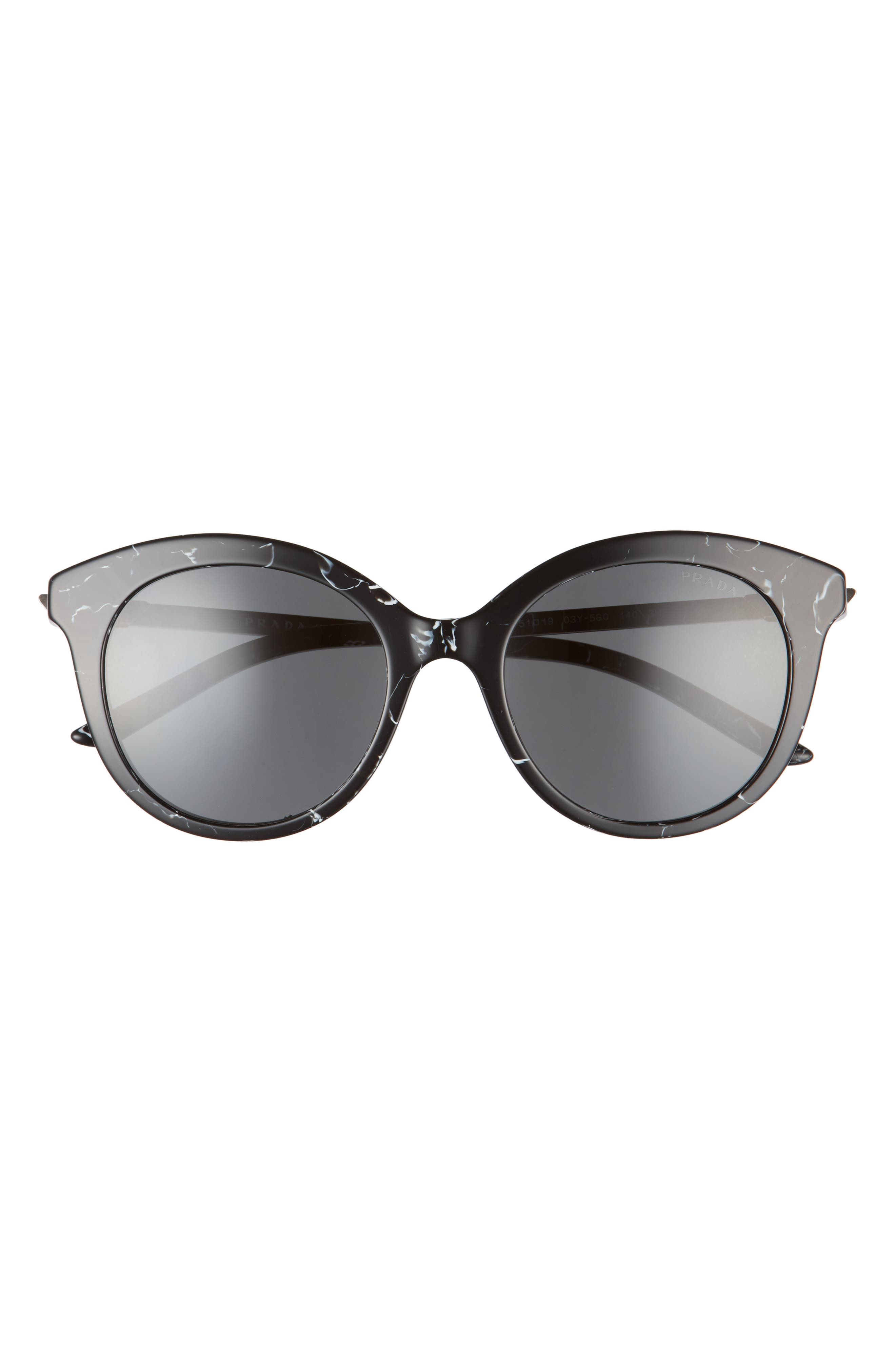 Prada 51mm Prescription Compatible Marbleized Round Sunglasses in Black Marble/Dark Grey at Nordstrom
