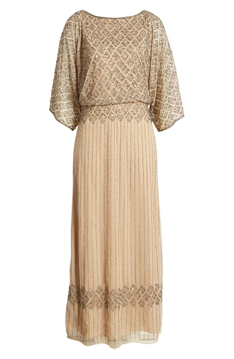 Pisarro Nights Diamond Motif Mesh Blouson Gown | Nordstrom