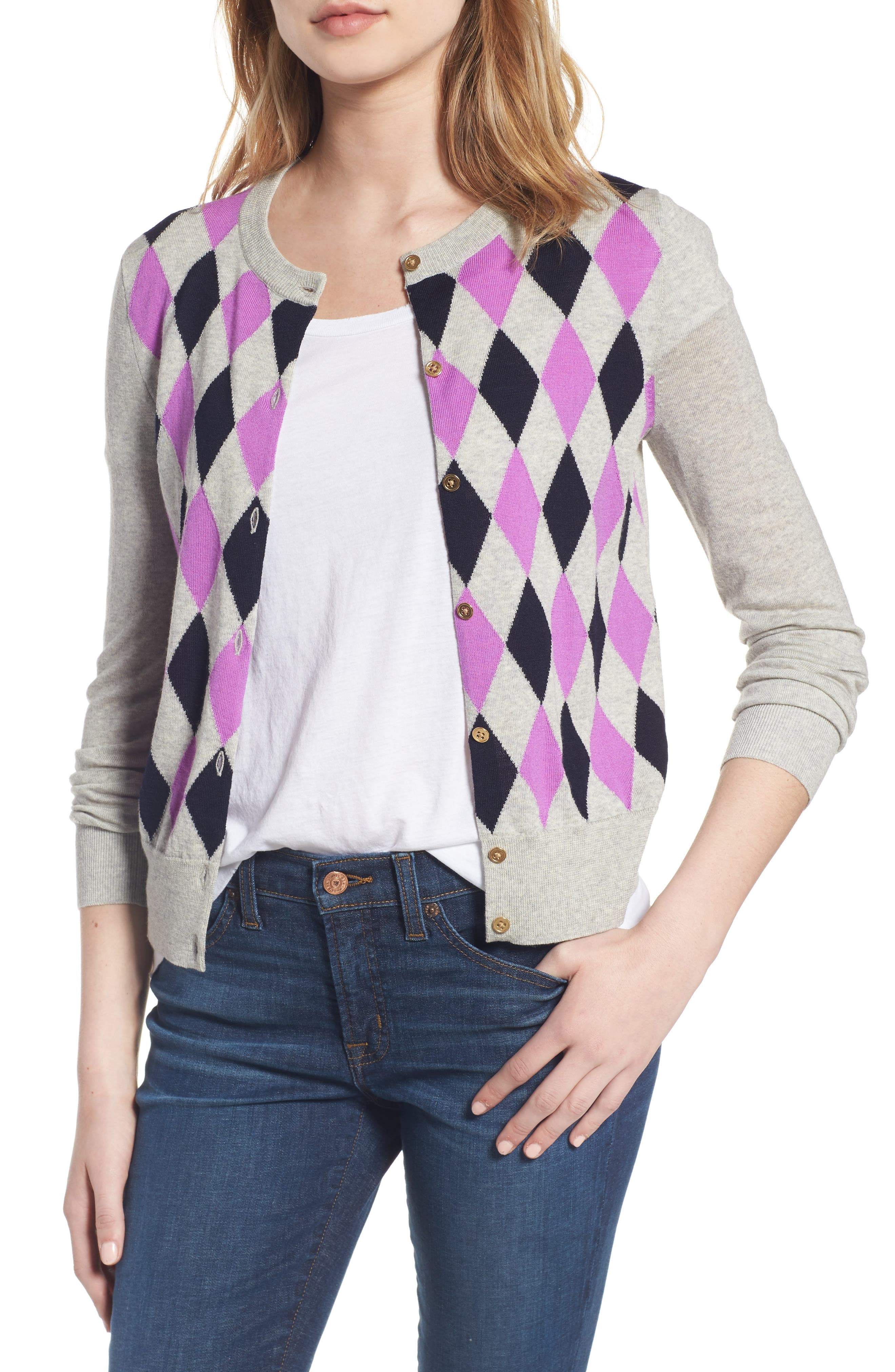J.Crew Jackie Merino Wool Argyle Cardigan Nordstrom