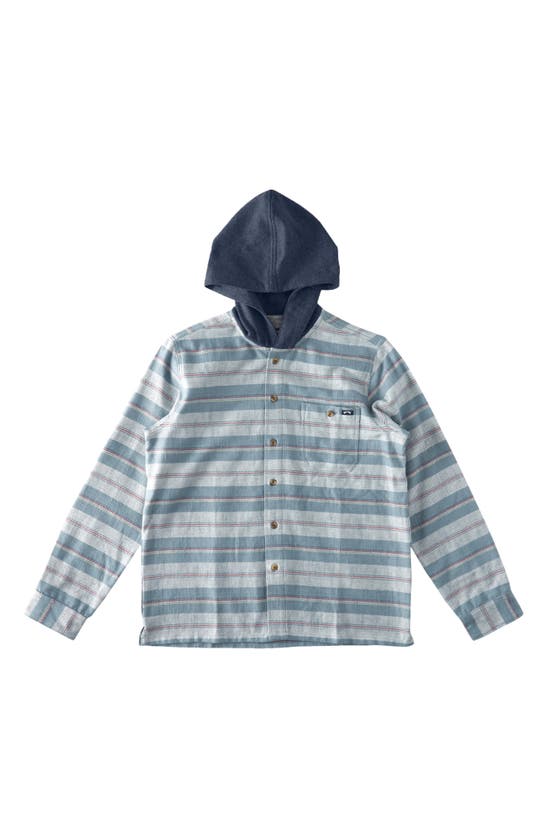 Shop Billabong Kids' Baja Hooded Flannel Shirt In Cement