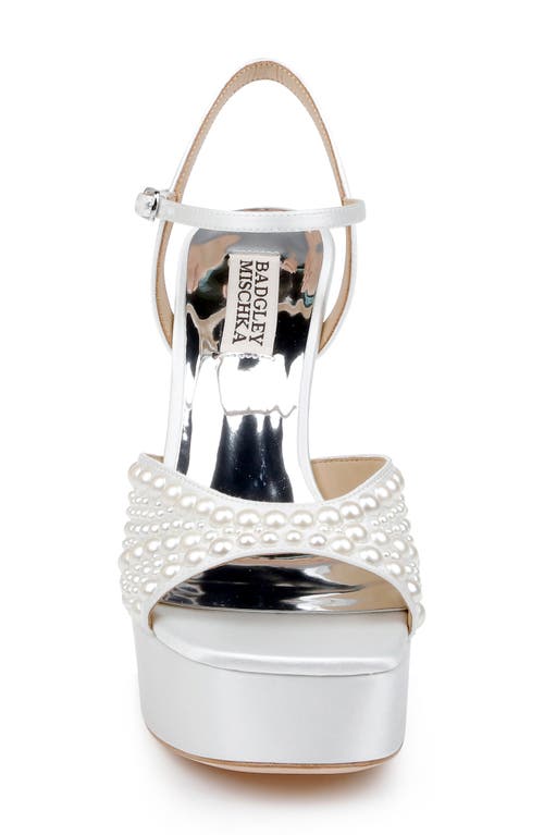 Shop Badgley Mischka Collection Bryleigh Ankle Strap Platform Sandal In White Satin