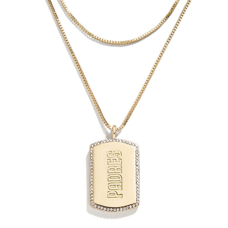 Shop Wear By Erin Andrews X Baublebar San Diego Padres Dog Tag Necklace In Gold