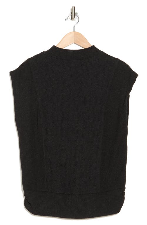 Democracy Cable Stitch Sleeveless Sweater In Heather Black