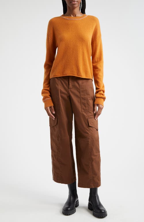 Shop Atm Anthony Thomas Melillo Whipstitch Trim Cashmere Sweater In Cornelian Stone