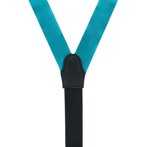 Trafalgar Sutton Solid Color Silk Formal End Suspenders In Teal