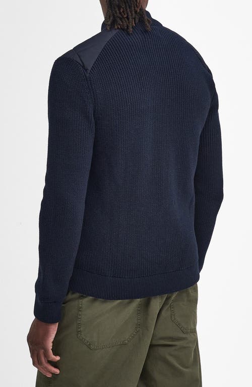 Barbour Newland Zip Through Knitted Sweater In Navy