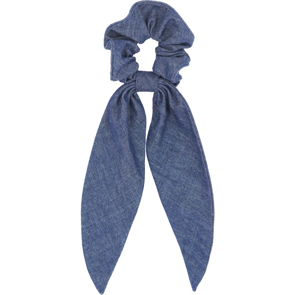 Alexandre De Paris Chambray Bow Scrunchie In Blue