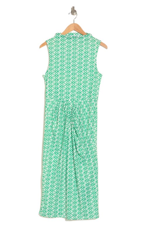 Shop Collective Concepts Geo Print Sleeveless Midi Dress In Green/white