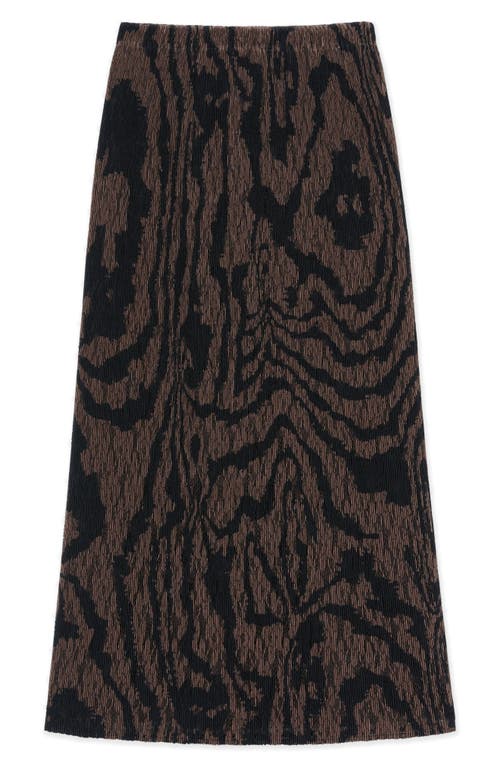 Shop Lafayette 148 New York Wood Grooves Pleated Lace Midi Skirt In Wood Multi