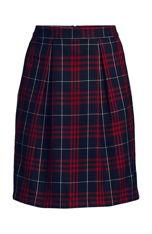 Shop Lands' End School Uniform  Plaid Skort Top Of Knee In Classic Navy Large Plaid