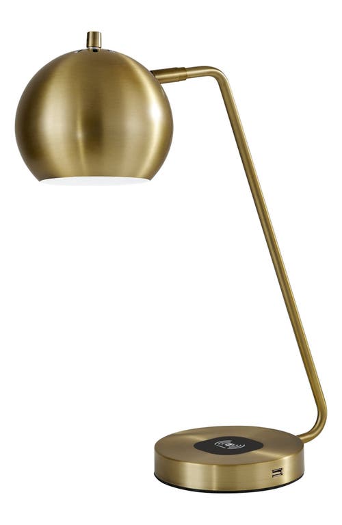 ADESSO LIGHTING Emerson Charging Desk Lamp in Antique Brass at Nordstrom