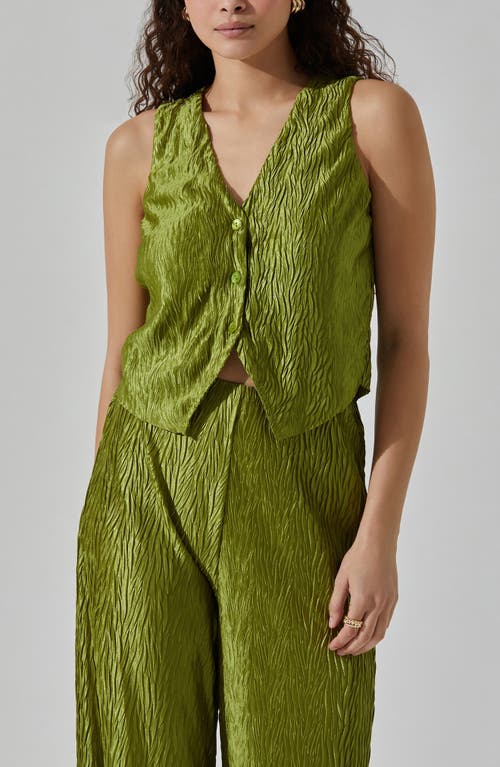 Shop Astr The Label Plissé Vest In Avocado