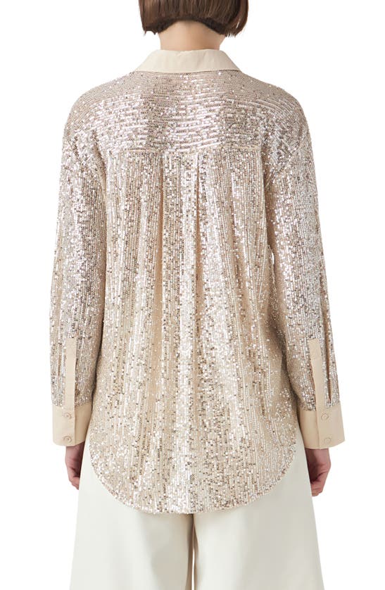 Grey Lab Oversize Sequin Shirt In Ivory