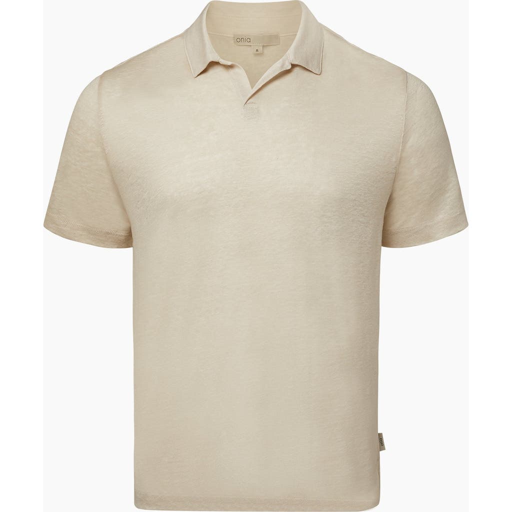 Onia Shaun Linen Polo In Deep Navy